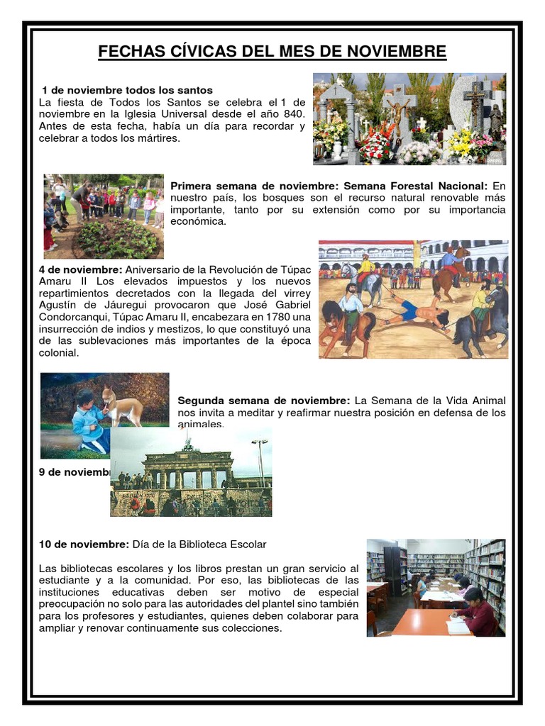 Fechas Civicas Noviembre PDF Perú