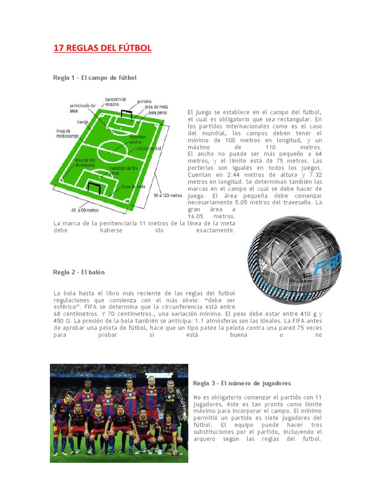 17 Reglas Del Fútbol Reglas y regulaciones deportivas Fútbol
