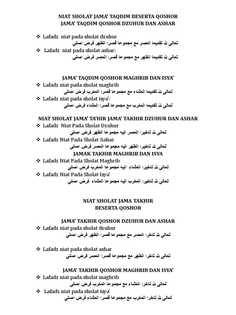 Niat Sholat Jama Pdf