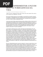 Como Experimentar a Paz Em Meio Às Turbulências Da Vida