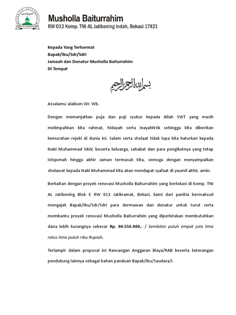 38++ Contoh proposal renovasi mushola info