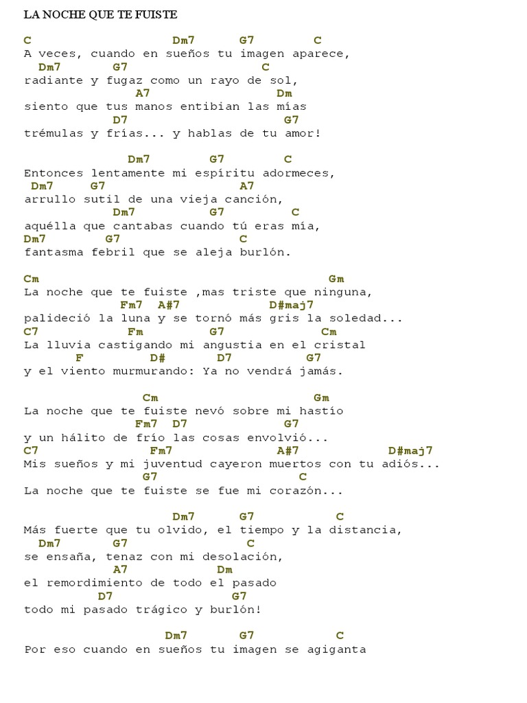 La Noche que Te Fuiste: Letra y Acordes | PDF | Naturaleza
