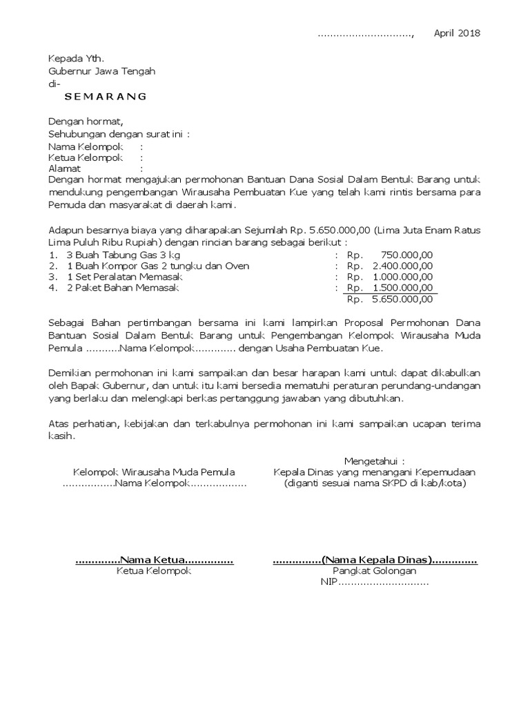 Contoh Proposal Kuliner Kue | PDF