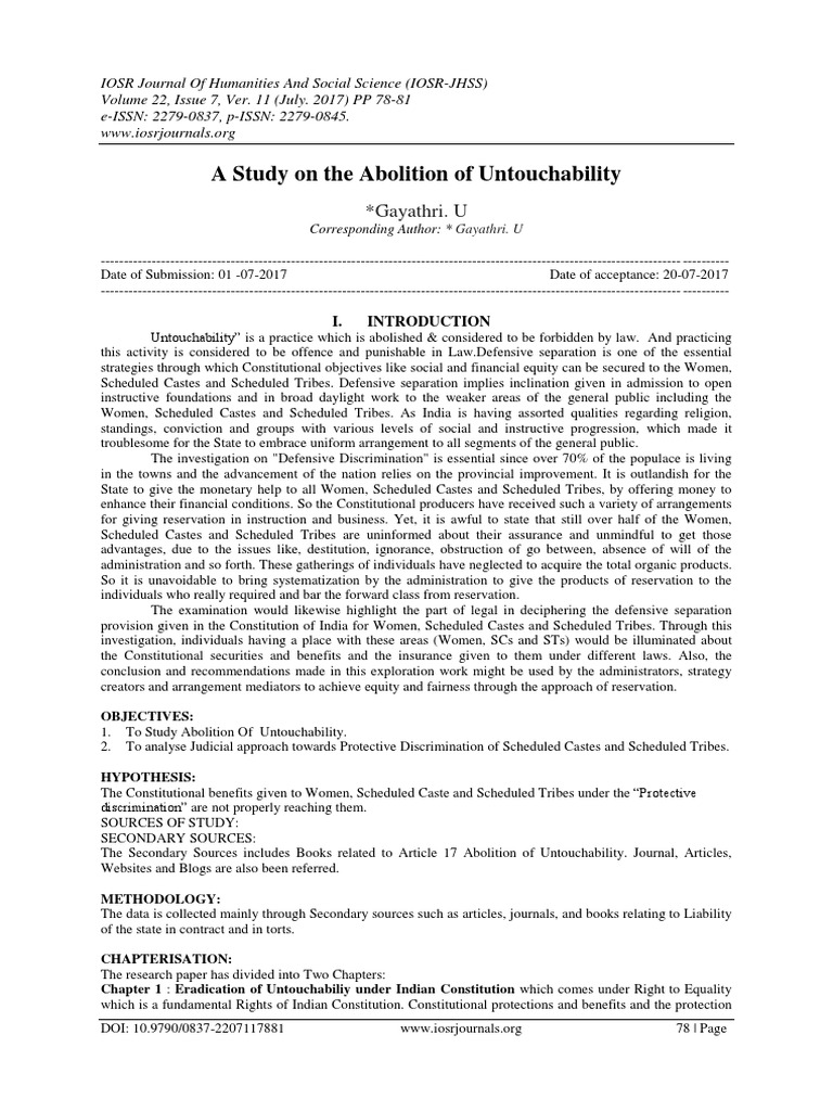 Decreasing Untouchability in India | PDF | Dalit | Mahatma Gandhi
