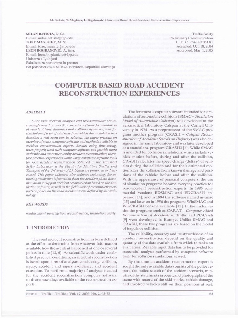 Computer Software for Accident Reconstruction | PDF | Cartesian ...