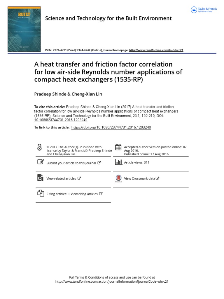 A Heat Transfer and Friction Factor Correlation For Low Air Side ...
