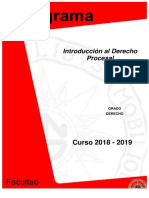 Programa Derecho Introducción Al Derecho Procesal 2018-2019 PDF