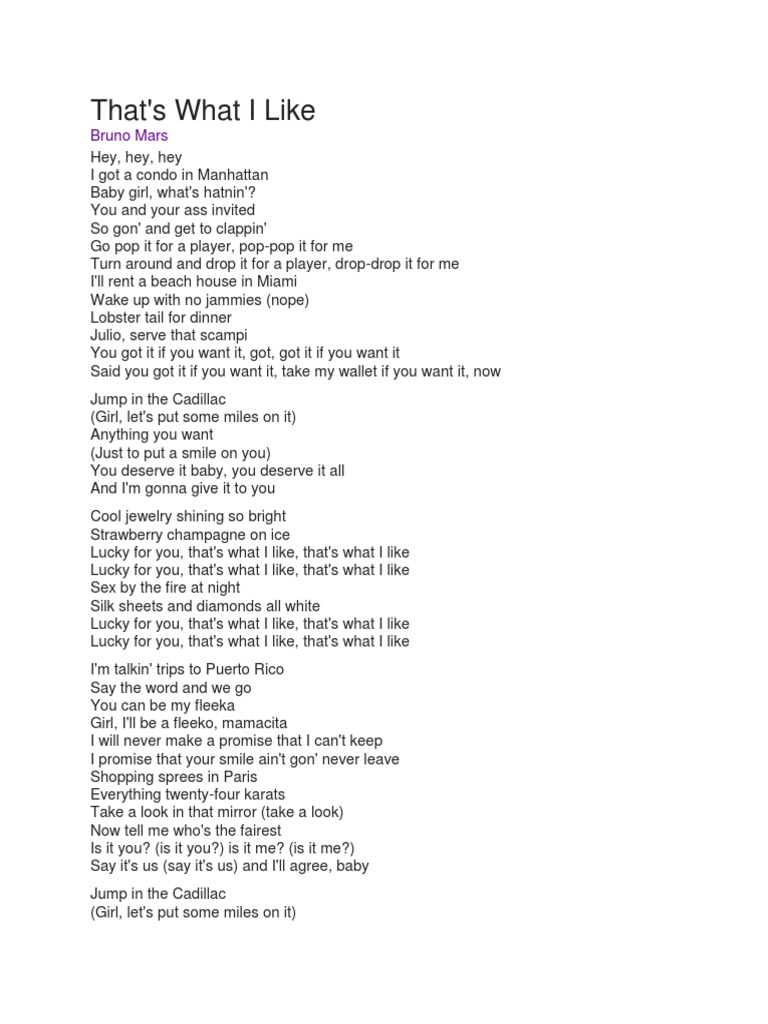 Lirik lagu that s what i like pdf leisure