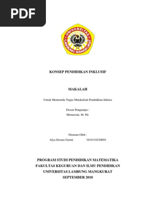 Makalah Pendidikan Inklusif Tugas 1 Docx