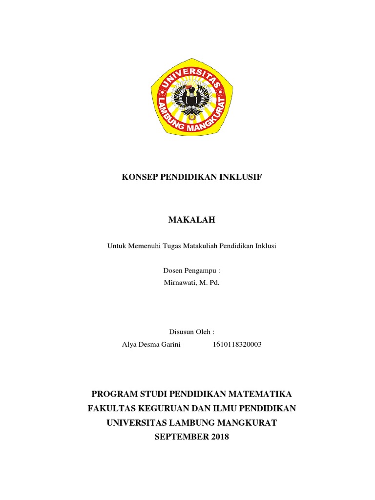 Makalah Pendidikan Inklusif Tugas 1 Docx