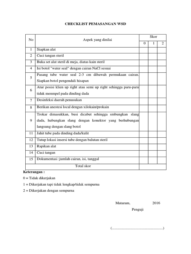 Prosedur Pemasangan dan Perawatan WSD | PDF