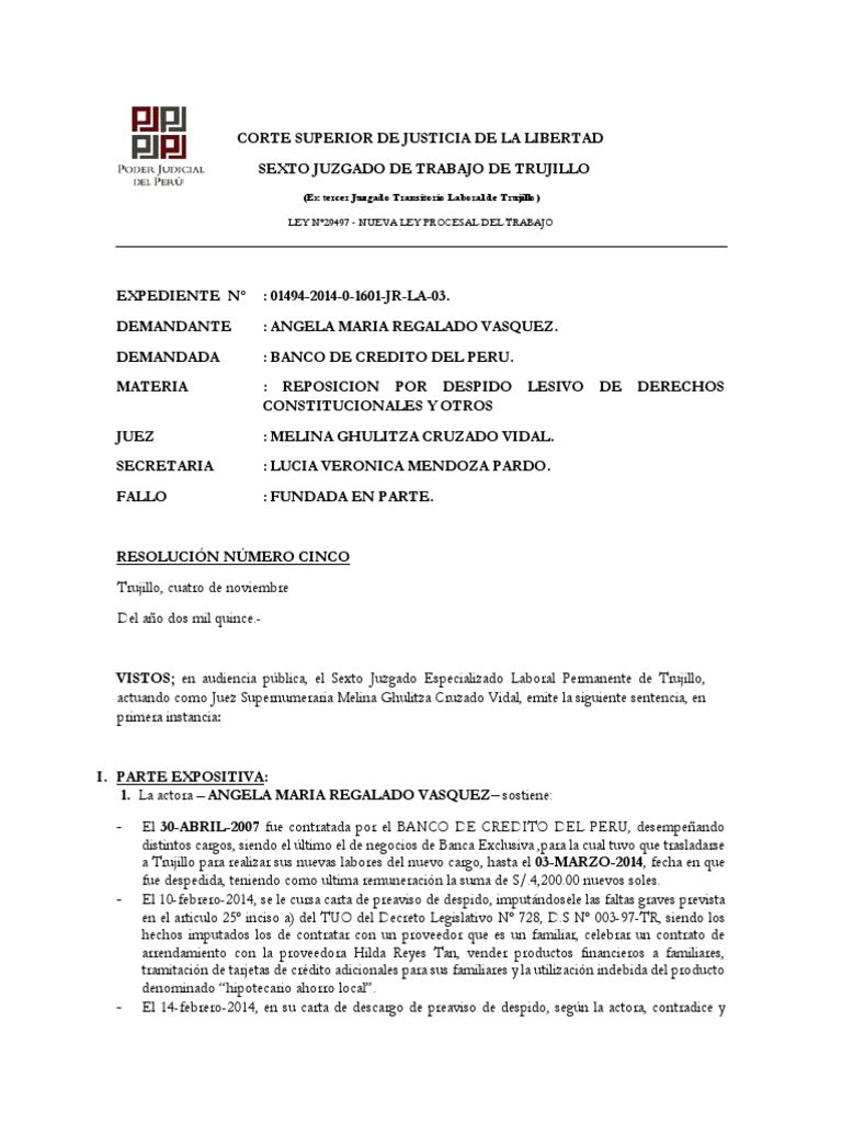 Sentencia Laboral | PDF | Derecho laboral | Debido al proceso