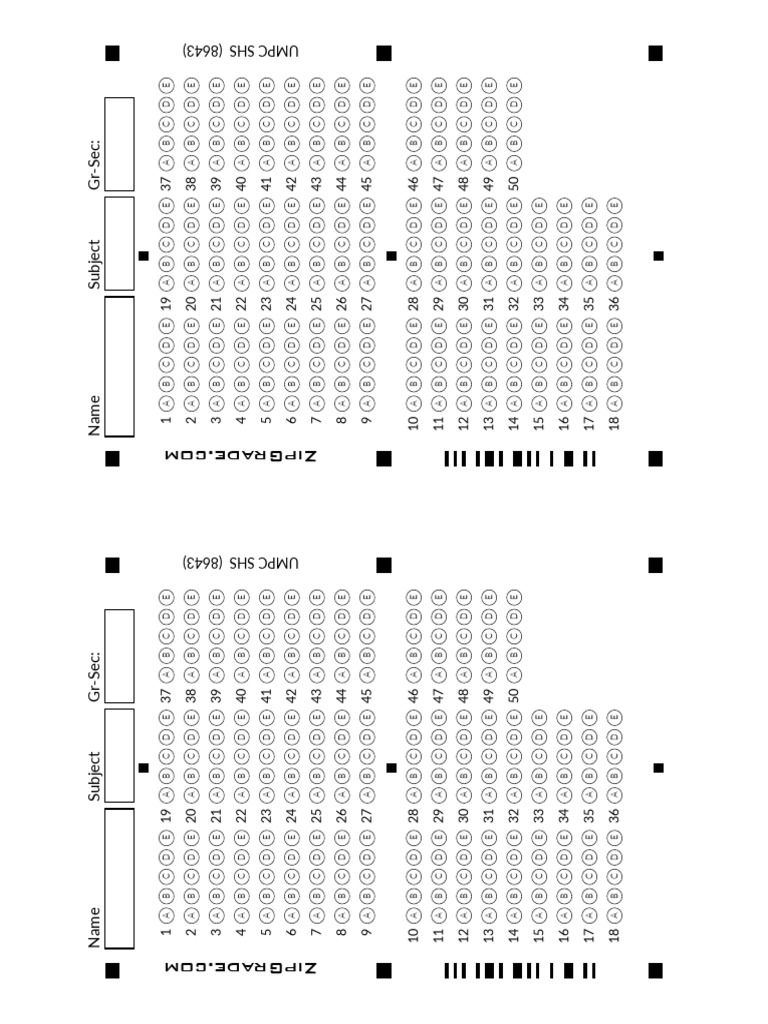 zipgrade answer sheet pdf