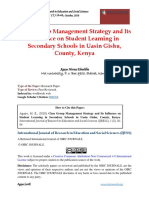 Class Group Management Strategy and Its Influence on Student Learning in Secondary Schools in Uasin Gishu County