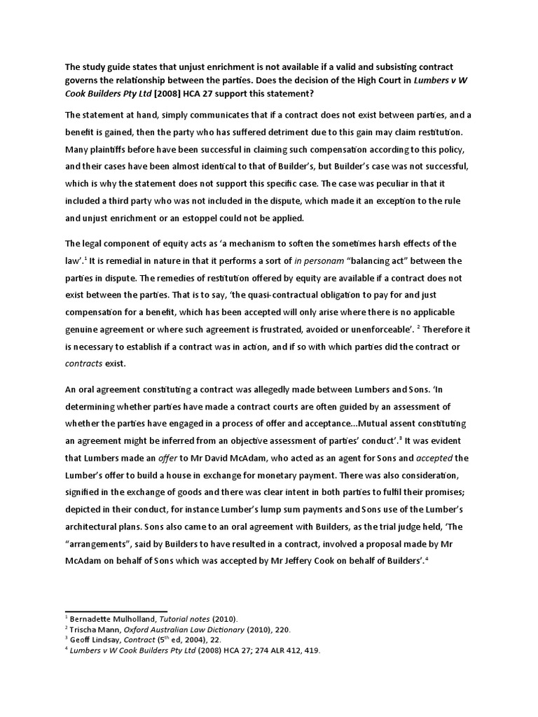 Unjust Enrichment Assignment - 