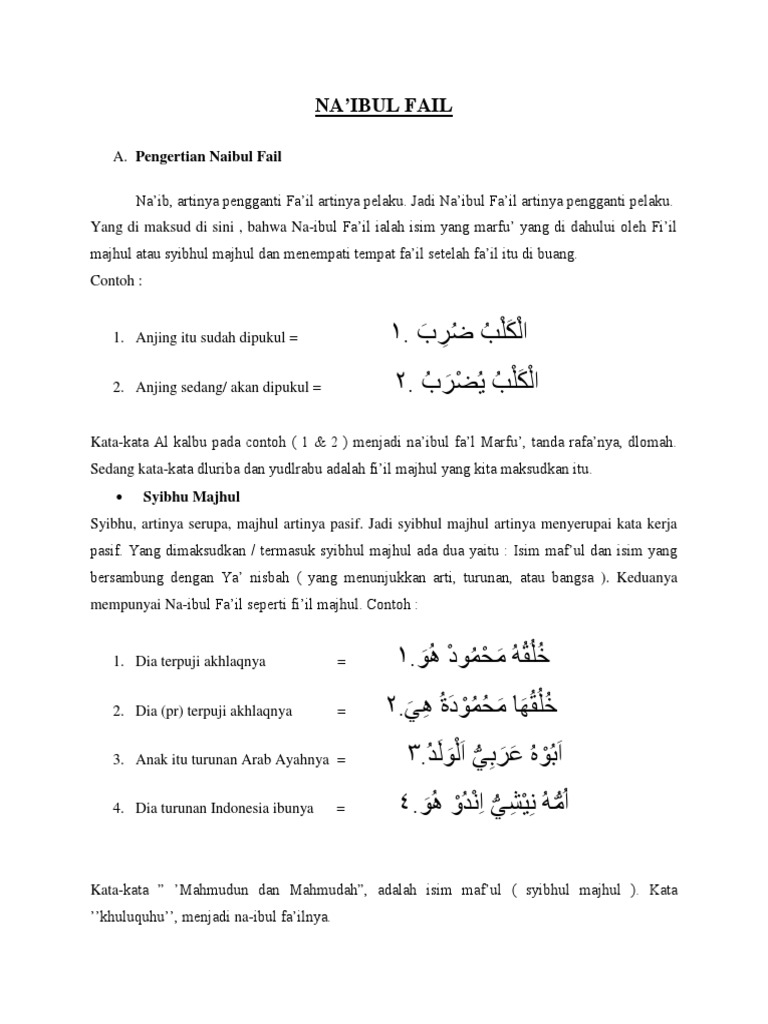 Contoh dan Pengertian Naibul Fa'il | PDF