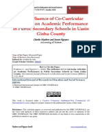 The Influence of Co-curricular Activities on Academic Performance in Public Secondary Schools Inuasin Gishu County