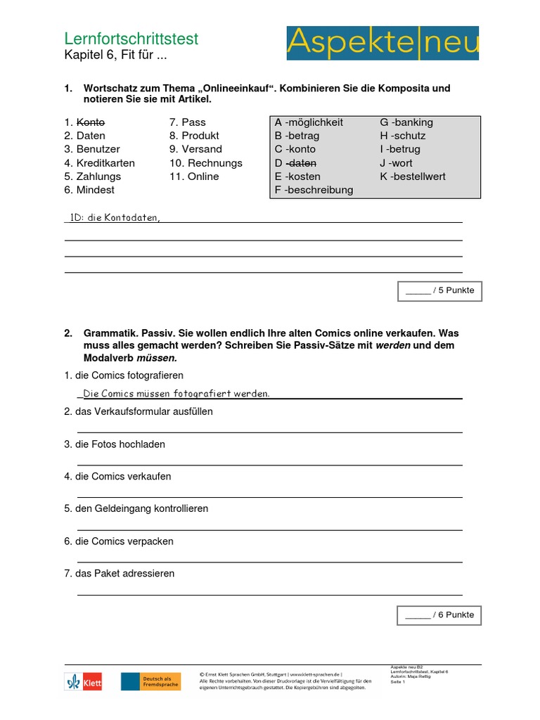 Aspekte Neu B2 Test Kapitel 2