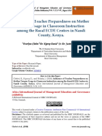 Influence of Teacher Preparedness on Mother Tongue Usage in Classroom Instruction Among the Rural ECDE Centres in Nandi County 1