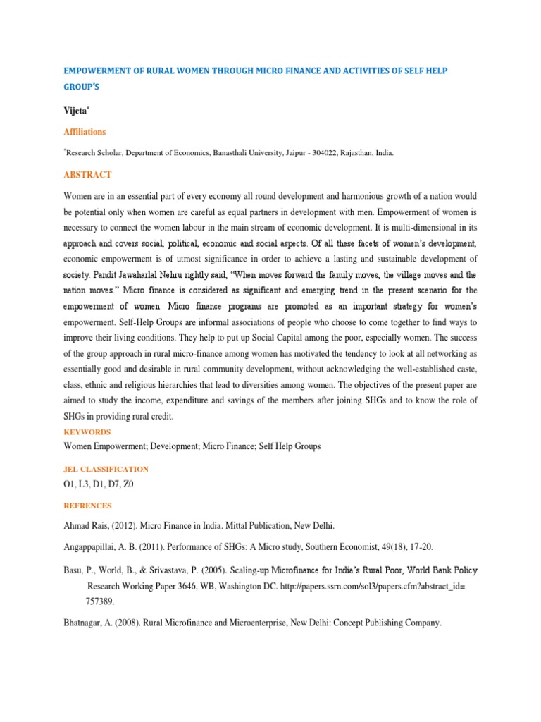 Empowering Rural Women via Microfinance | PDF | Microfinance | Empowerment