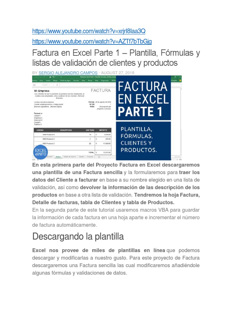 Factura En Excel Parte 1 Y 2 Macro Informática Microsoft Excel