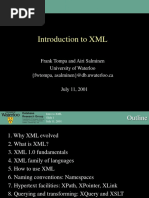 Introduction To XML: Frank Tompa and Airi Salminen University of Waterloo (Fwtompa, Asalminen) @DB - Uwaterloo.ca