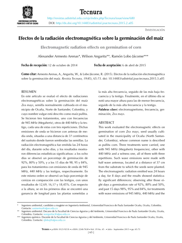 Efectos De La Radiacion Electromagnetica Sobre La Germinacion Del