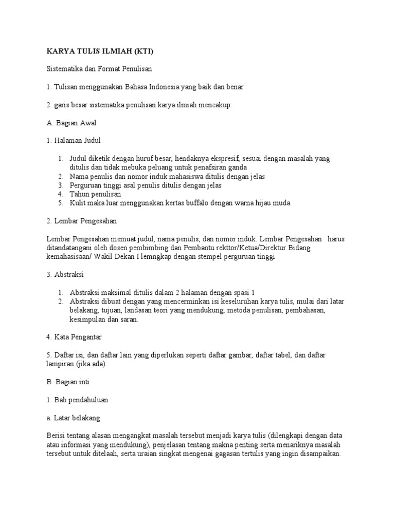 Format Karya Tulis Ilmiah (Kti) | PDF