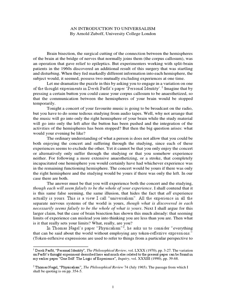 Understanding Universalism in Experience | PDF | Universe | Consciousness