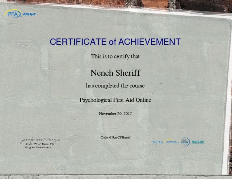 psychological first aid online pfa online certificate of completion