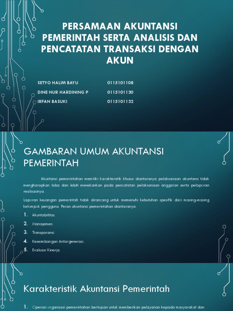 Persamaan Akuntansi Pemerintah Serta Analisis Dan Pencatatan Transaksi Akun
