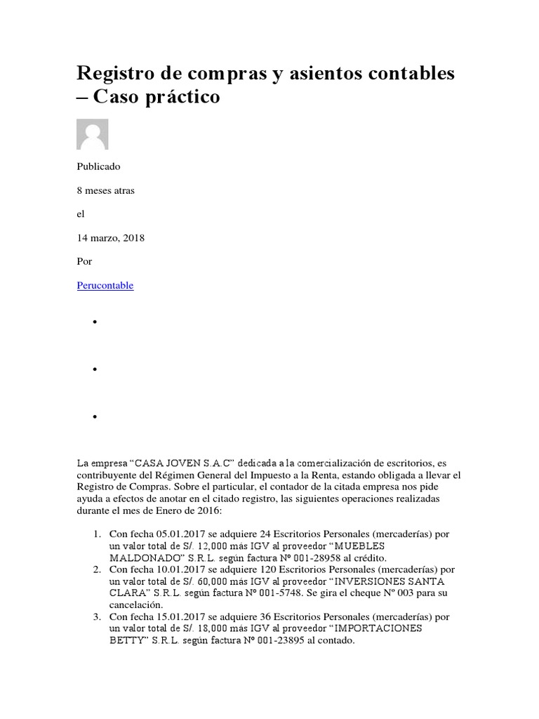 Registro de Compras y Asientos Contables | PDF