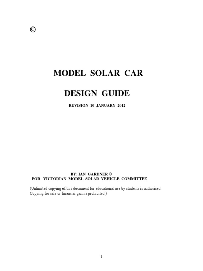 Model Solar Cars | PDF | Bearing (Mechanical) | Transmission (Mechanics)