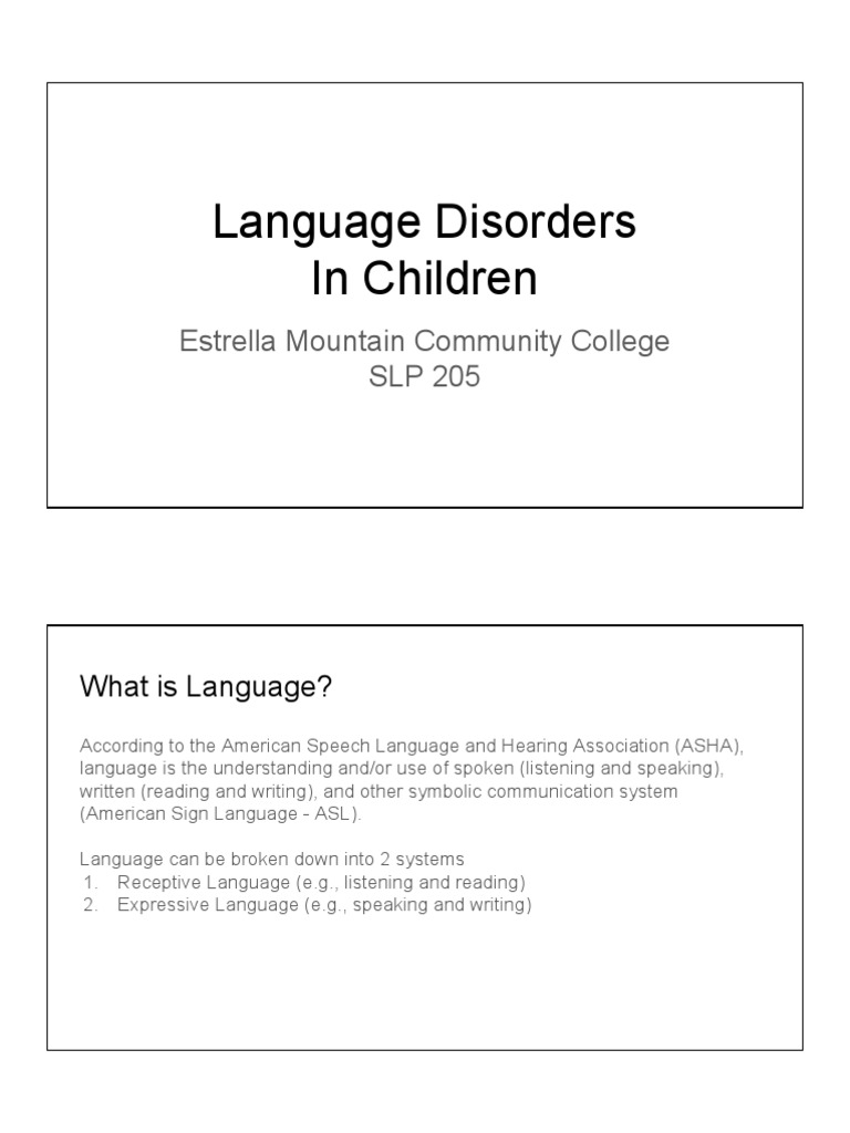 Understanding Language Disorders in Children | PDF | Word | Morphology ...