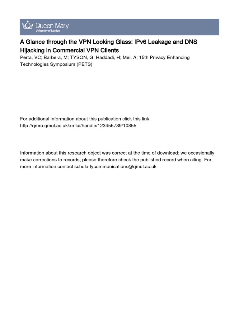 Tyson A Glance Through The VPN 2015 Published | PDF | I Pv6 | Tor ...