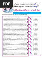 Adjectives Ending in Ed and Ing Quiz