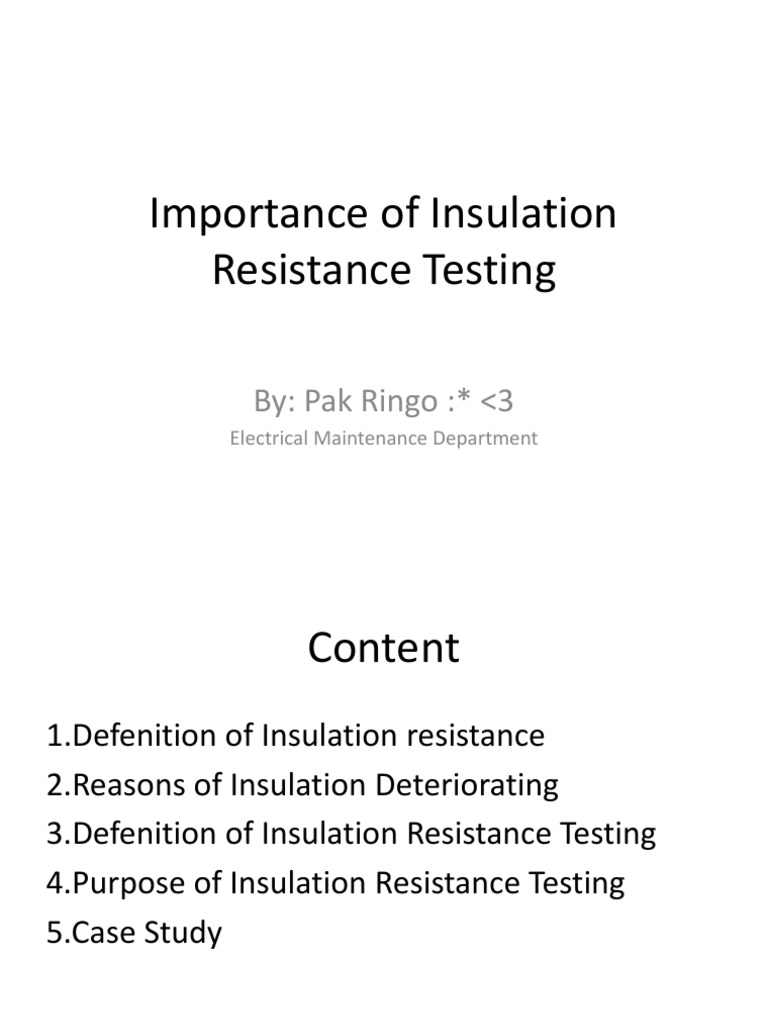 Importance of Insulation Resistance Testing2 PDF Insulator