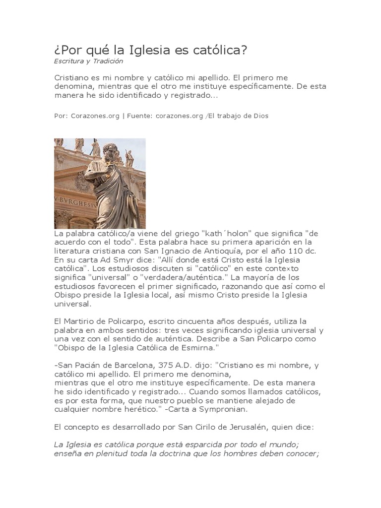 Por Qué La Iglesia Es Católica