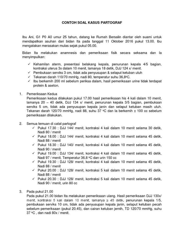 Contoh Soal Kasus Partograf | PDF