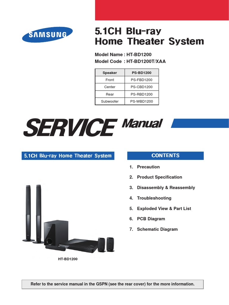 Samsung HT-BD1200 PDF | PDF | Computers | Technology & Engineering