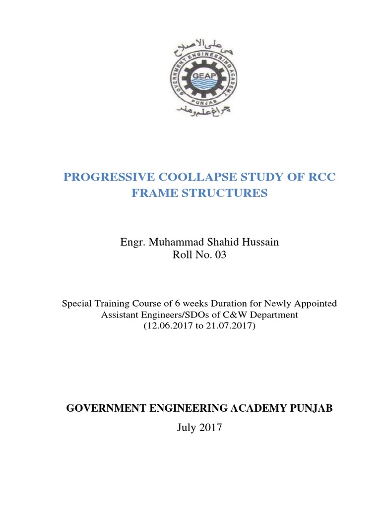Progressive Coollapse Study of RCC Frame Structures: Engr. Muhammad ...