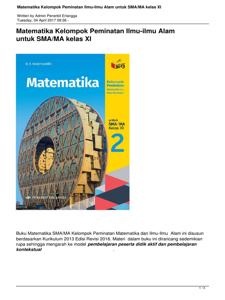 Matematika Kelompok Peminatan Ilmu Ilmu Alam Untuk Smama Kelas Xi Pdf