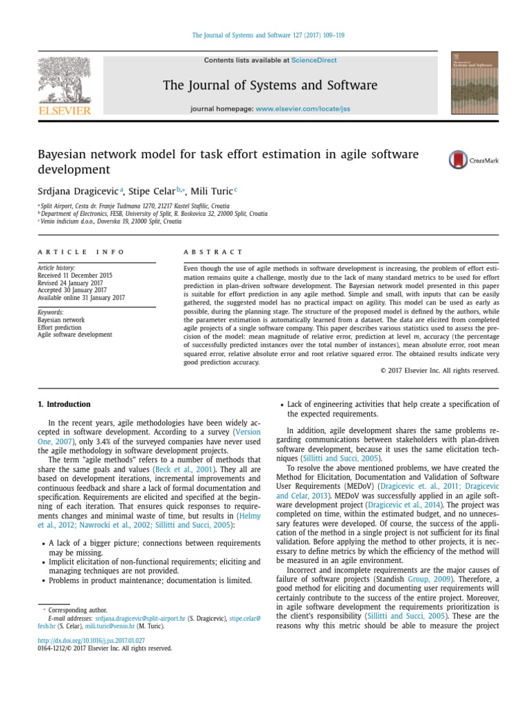 Bayesian Network Model For Task Effort Estimation in Agile Software ...