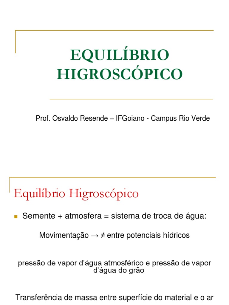 Equilibrio Higroscópico e Aw | PDF | Umidade | Umidade relativa