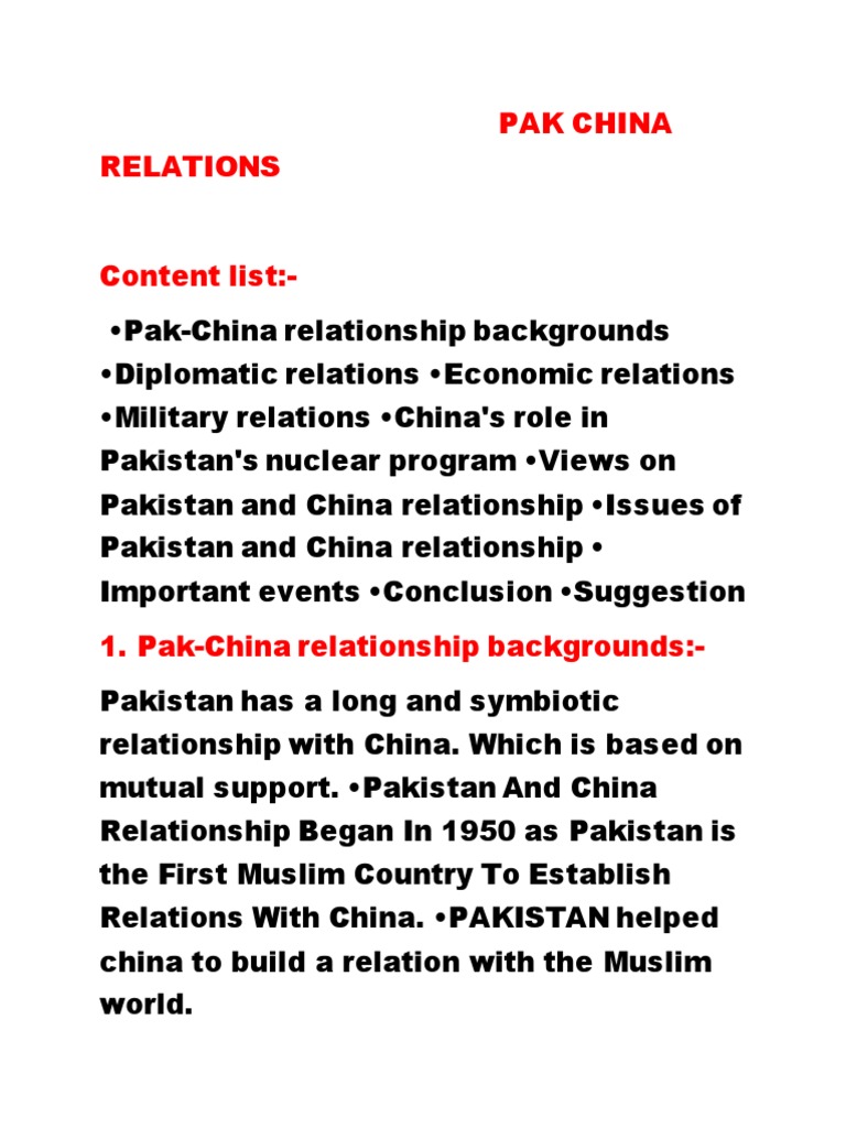 Pak-China Relations Overview and Insights | PDF | Pakistan | China