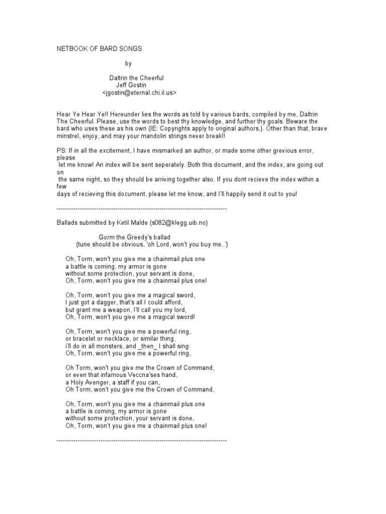 Net Book of Bard Songs 12 | PDF | Song Structure