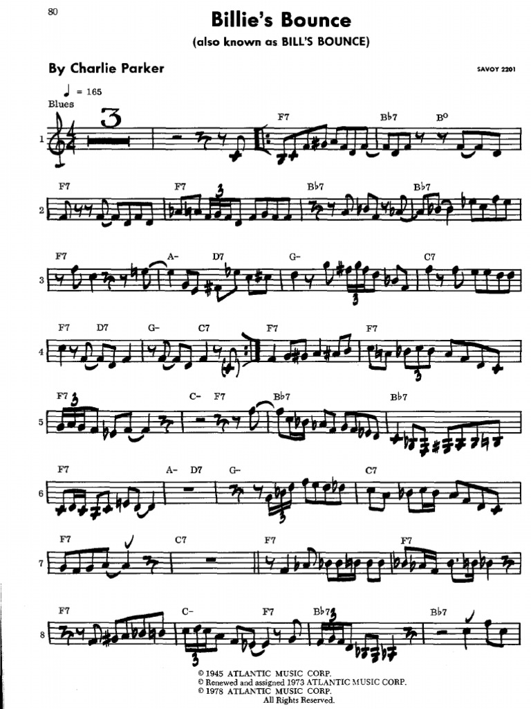 Billie S Bounce Charlie Parker Omnibook Pdf Pdf