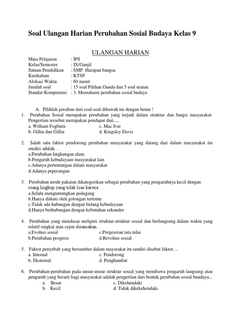 Soal Dan Pembahasan Materi Perubahan Dilihat Dari Perencanaannya