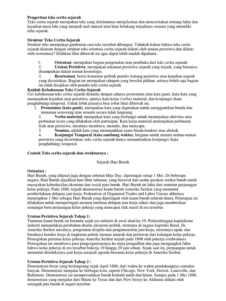 Contoh Teks Cerita Sejarah Dan Struktur Nya Berbagi Struktur