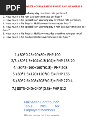 Overtime Pay Sample Problem | Pdf